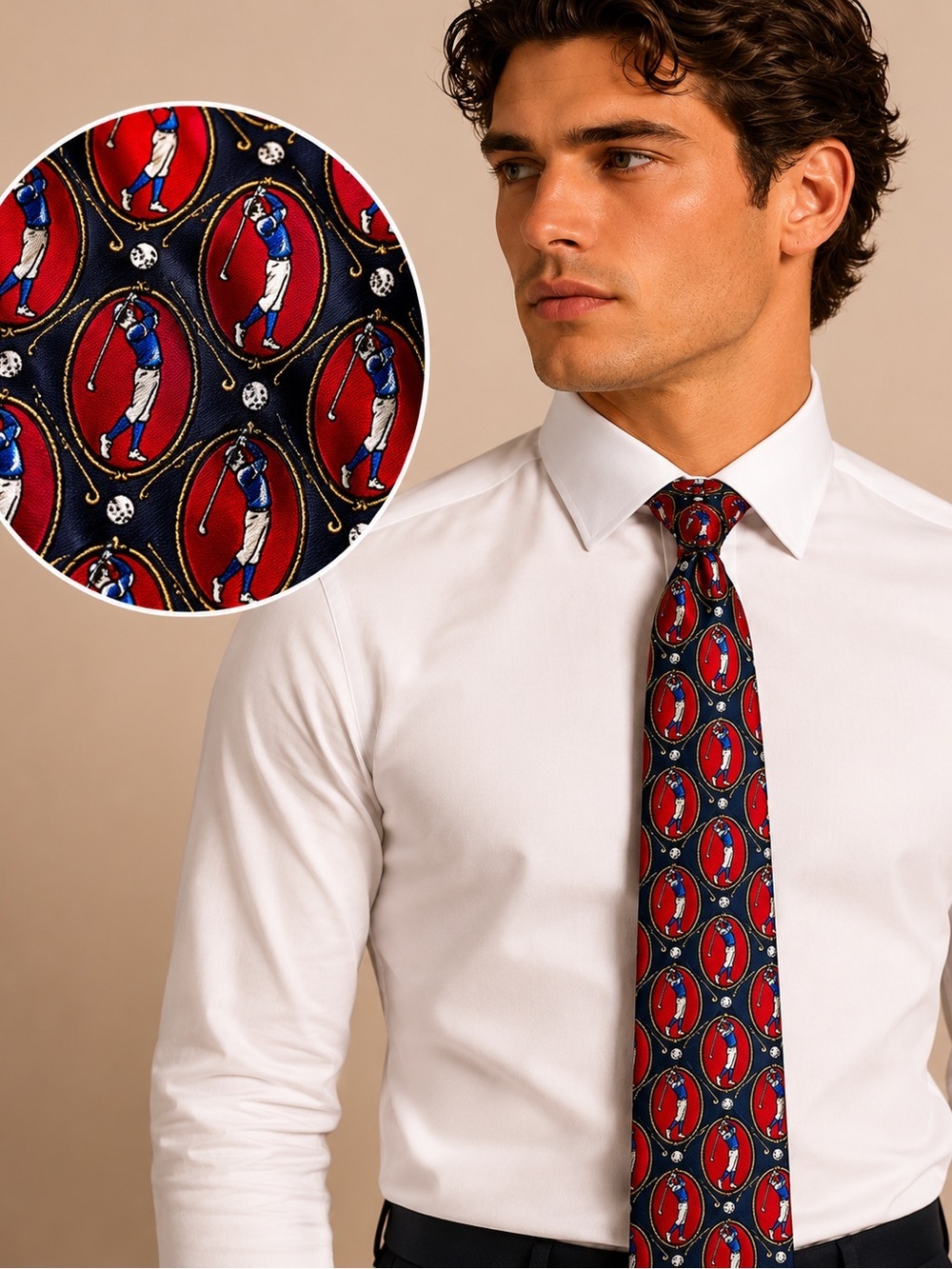 Rare Tommy Hilfiger Golf Print Silk Tie Exclusive Collector Mens Necktie